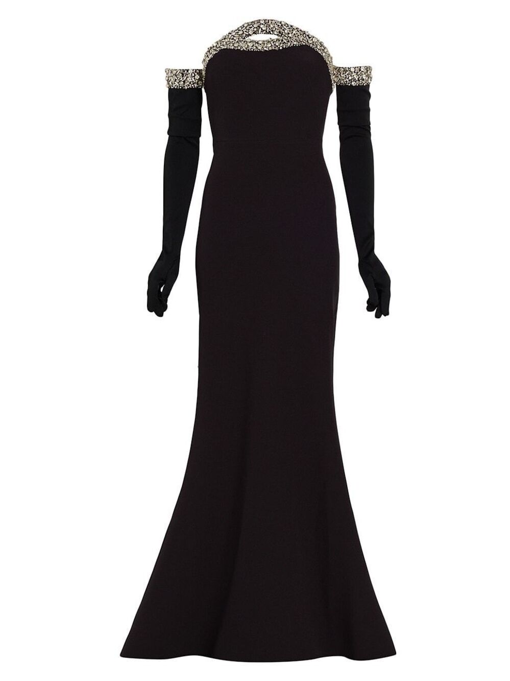 Safiyaa Donatella Strapless Crystal-Embellished Gown US 6 $2615